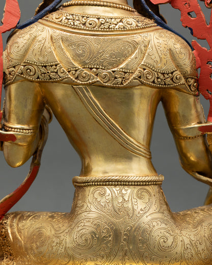 Green Tara Statue –Tibetan Deity with Gold Gilded Finish