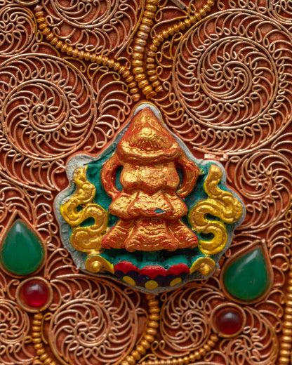 13" Enthroned Bishwo Vajra | Handcrafted Nepalese Ritual Artifact