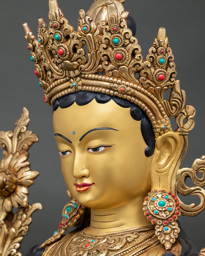 Large-Sized Green Tara Statue | Traditional Lost Wax Buddhist Art