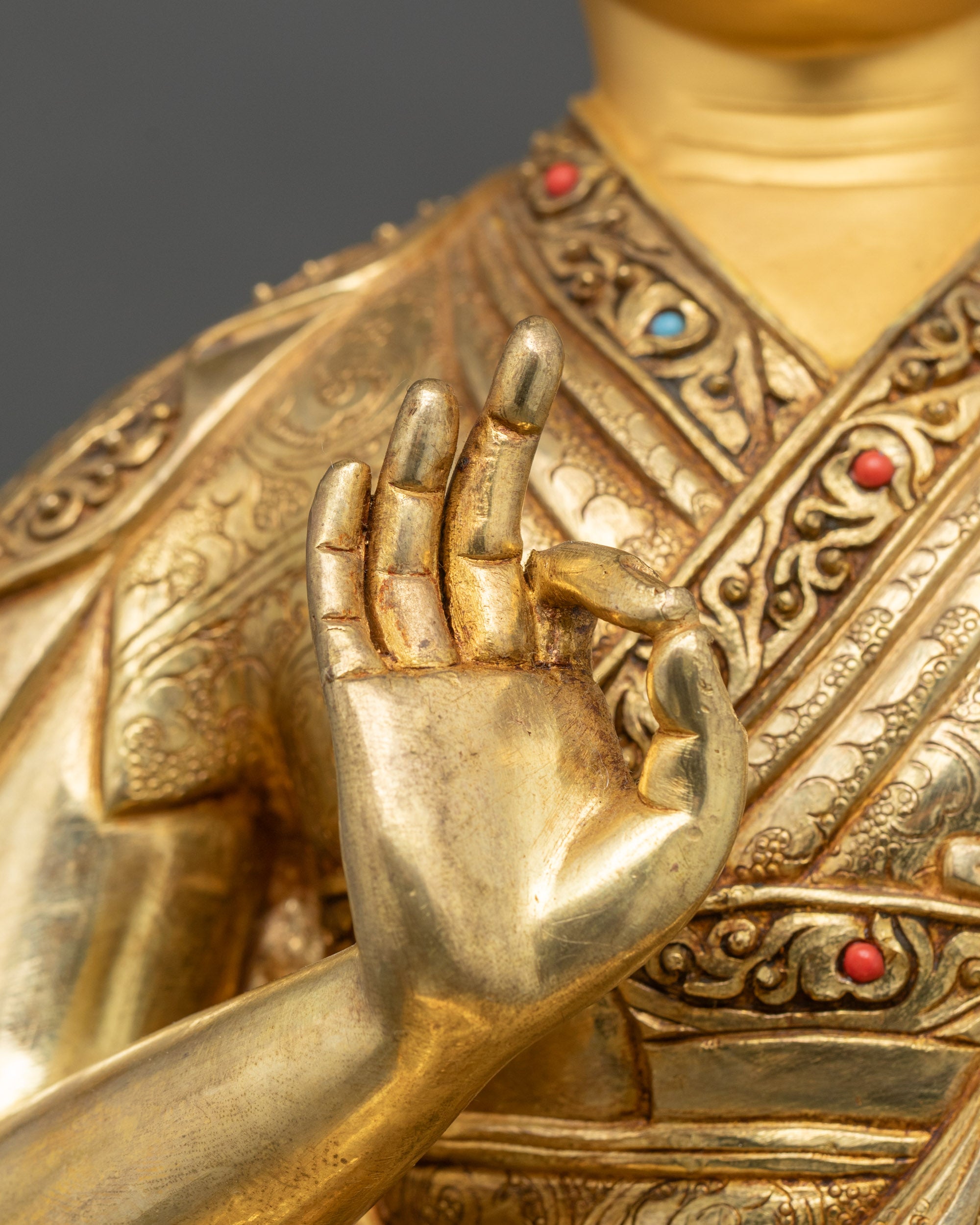 Buddhist Master Tsongkhapa - Handmade Statue Set from Nepal