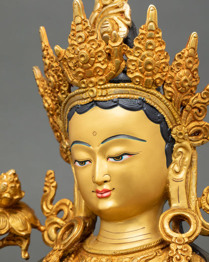 Blessed Green Tara | 24K Gold Gilded Buddhist Statue