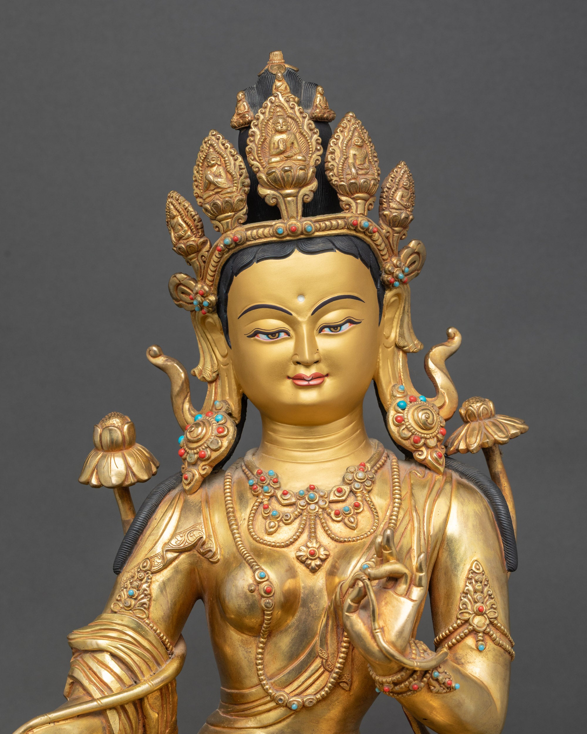 Green Tara Statue - Sacred Himalayan Goddess of Swift Protection
