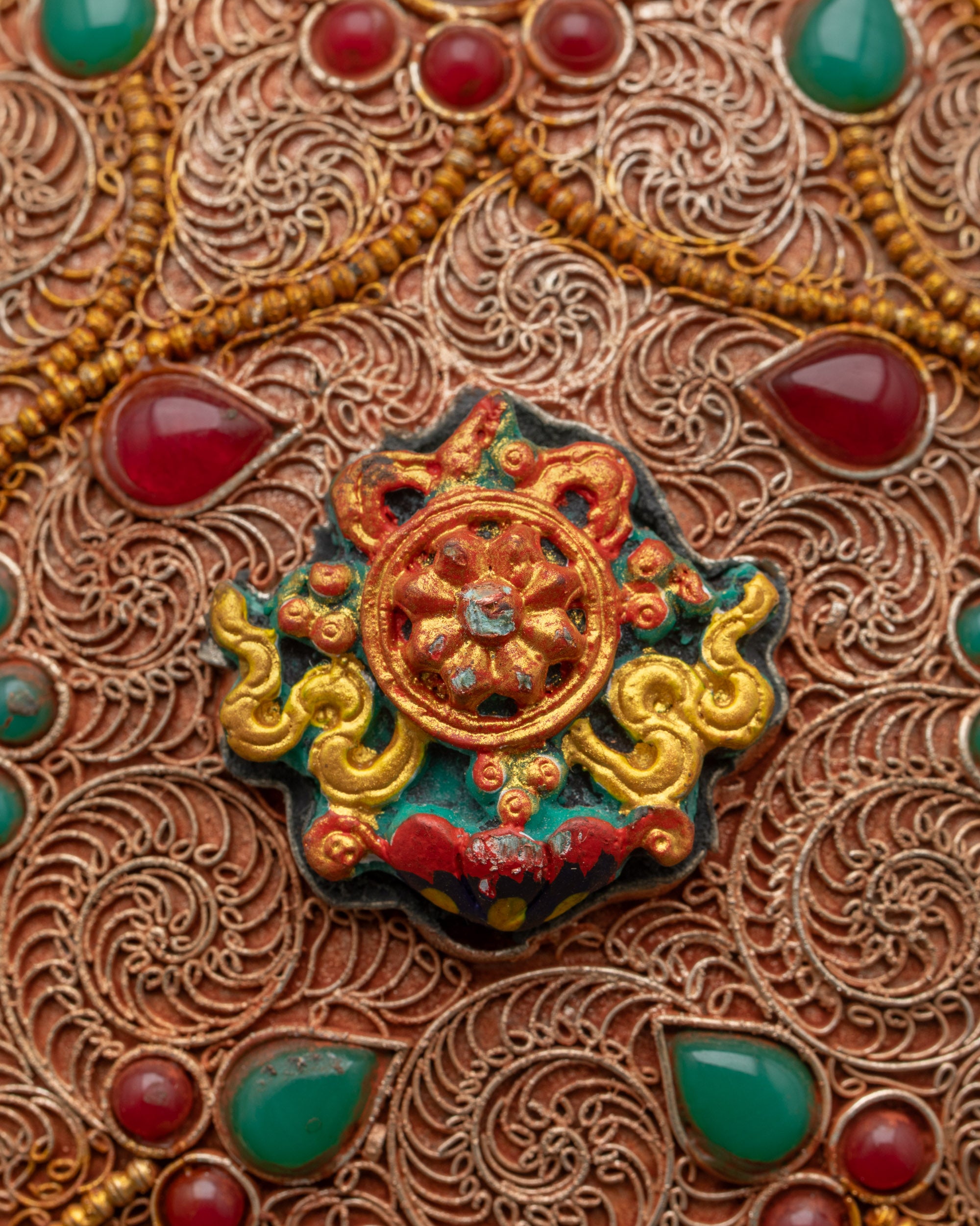 Wheel of Dharma with Kalash Base | Himalayan Buddhist Craft in Nepal