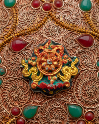 Wheel of Dharma with Kalash Base | Himalayan Buddhist Craft in Nepal