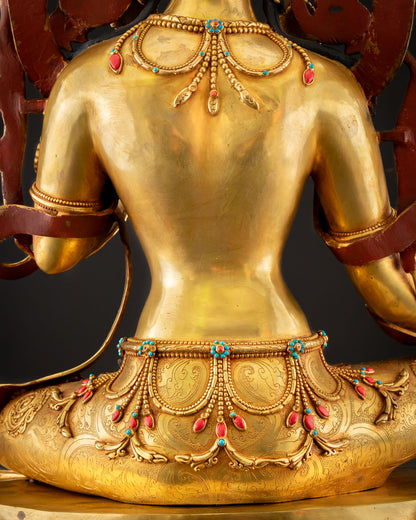 Large-Sized Green Tara Statue | Traditional Newari Craftsmanship
