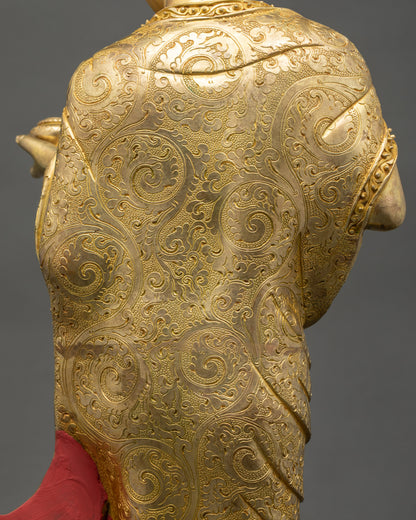 Handmade Shakyamuni Buddha with Disciples Statue | Spiritual Artwork