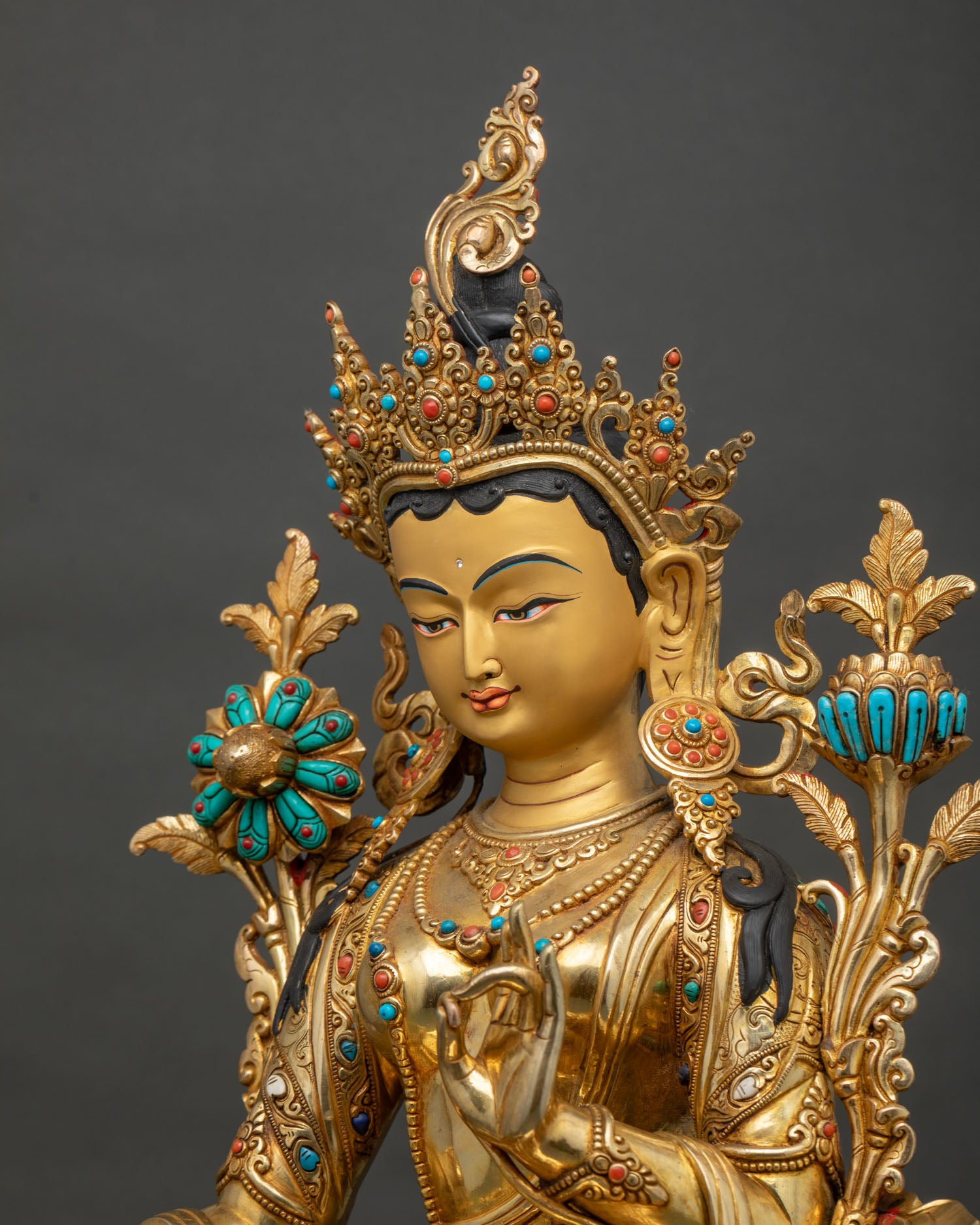 Large Green Tara Statue | Nepalese Lost-Wax Crafted Art