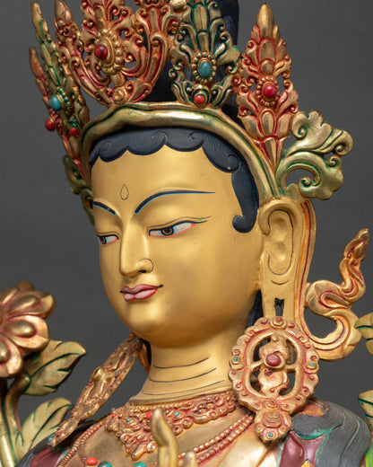 Grand Green Tara Statue - Buddhist Devotional Artwork