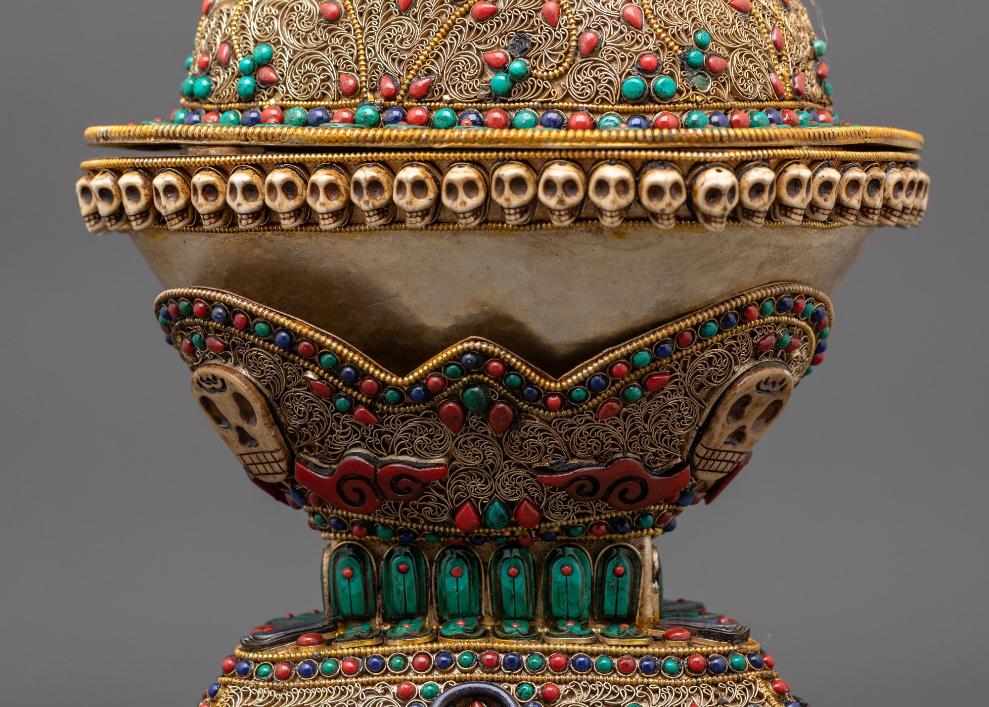 Authentic Tibetan Kapala | Handcrafted Skull Ritual Offering Cup