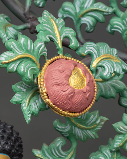 Amitabha Buddha and Five Dhyani Buddhas | Sacred Bodhi Tree Sculpture