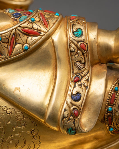 Big Guru Rinpoche Statue | 24K Gold Fire-Gilded Copper Figurine