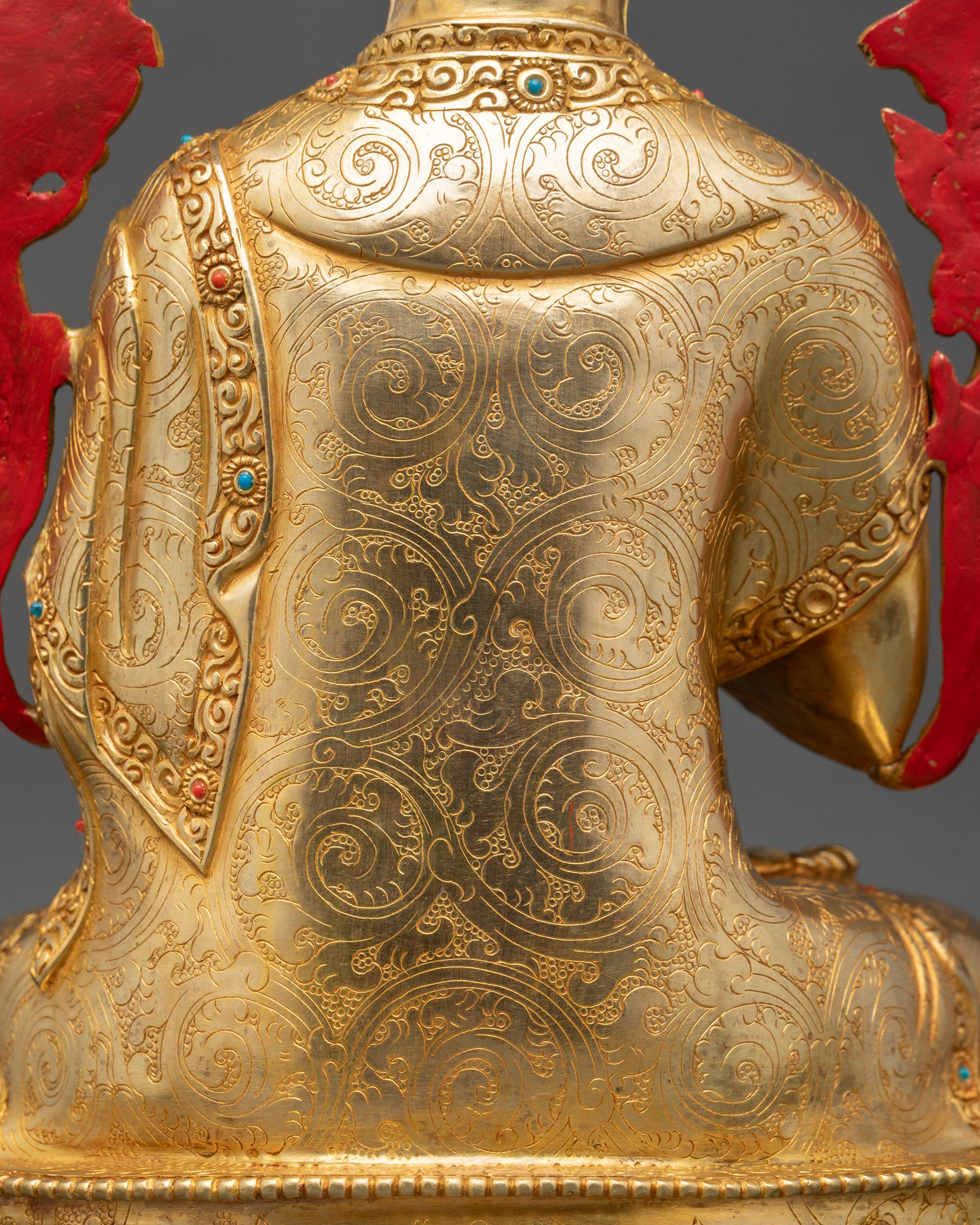 Tsongkhapa with Two Disciples | Handmade 24K Gold Nepalese Sculpture