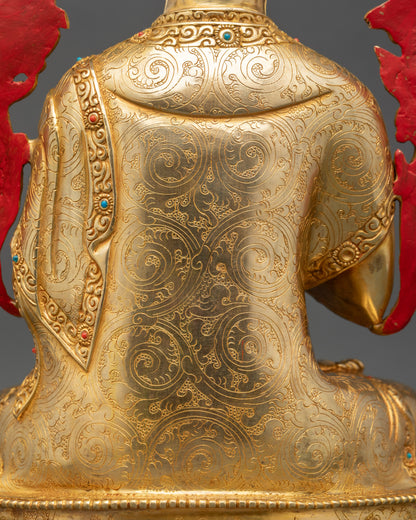 Tsongkhapa with Two Disciples | Handmade 24K Gold Nepalese Sculpture