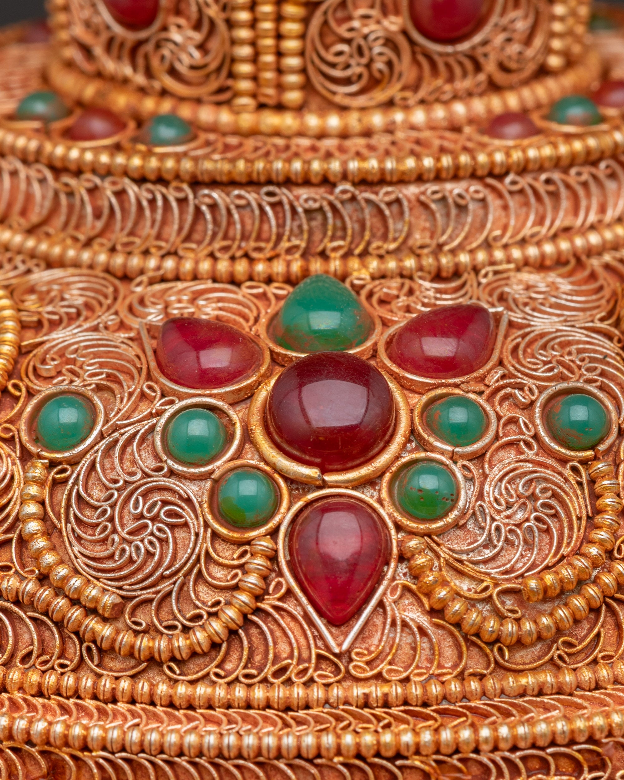 Copper Butter Lamp with Kalash Base | Himalayan Ritual Item Artwork