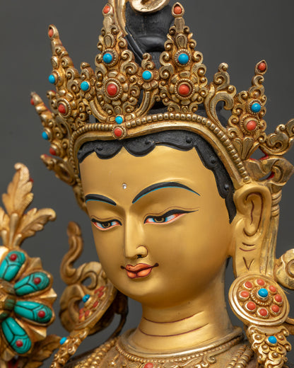 Large Green Tara Statue | Nepalese Lost-Wax Crafted Art