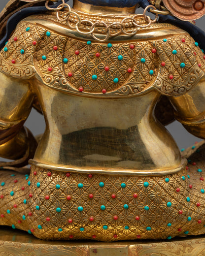 Crowned Dzambhala Statue for Prosperity | Himalayan God of Wealth Art