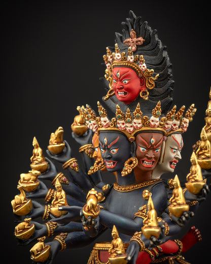 Tantric Hevajra Yab Yum Statue | Sixteen-Armed Vajrayana Yidam