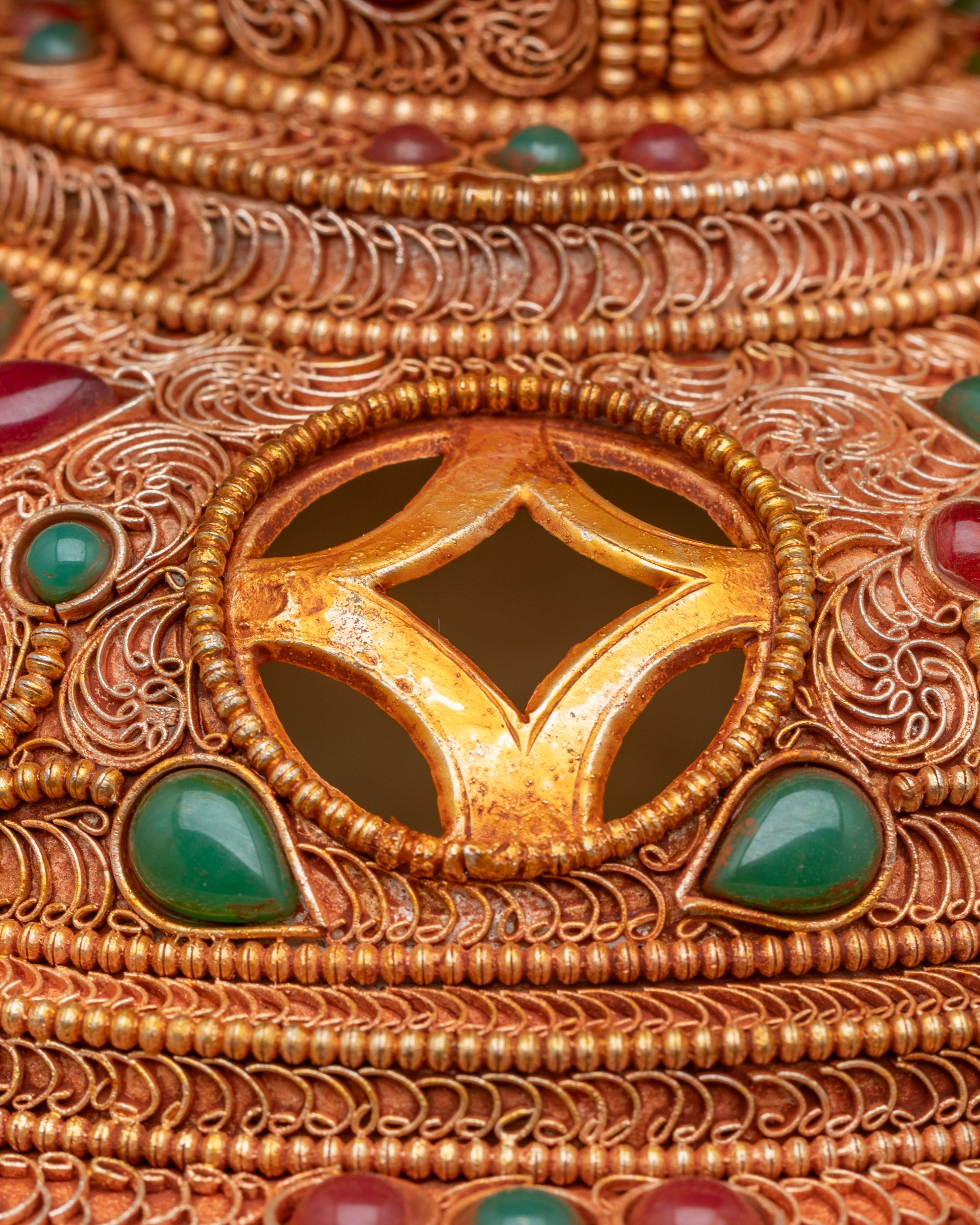 Copper Butter Lamp with Kalash Base | Himalayan Ritual Item Artwork