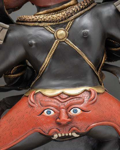 Wrathful Protector Shadbhuja Mahakala Statue | Tibetan Buddhist Artwork