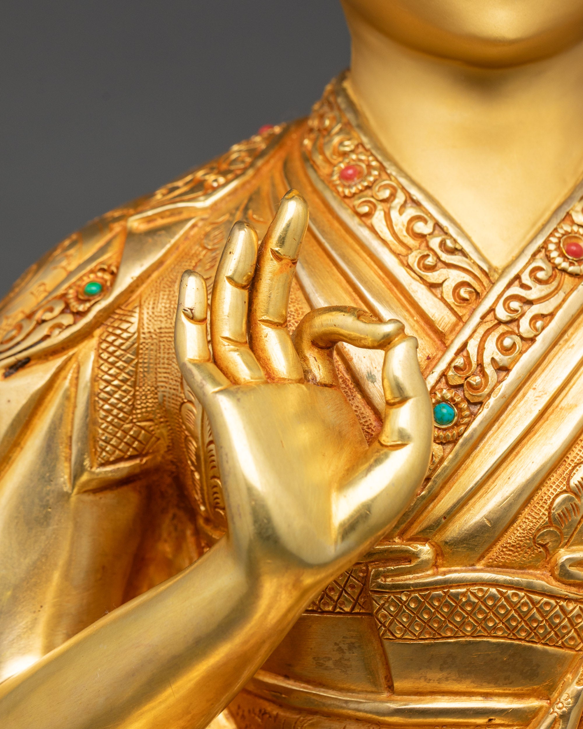 Tsongkhapa Statue Set | Handcrafted Tibetan Buddhist Figurines