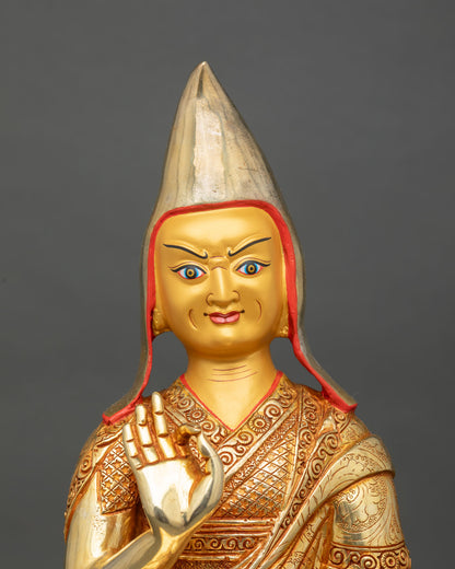Je Tsongkhapa with Two Disciples Sculpture | Handmade in Nepal