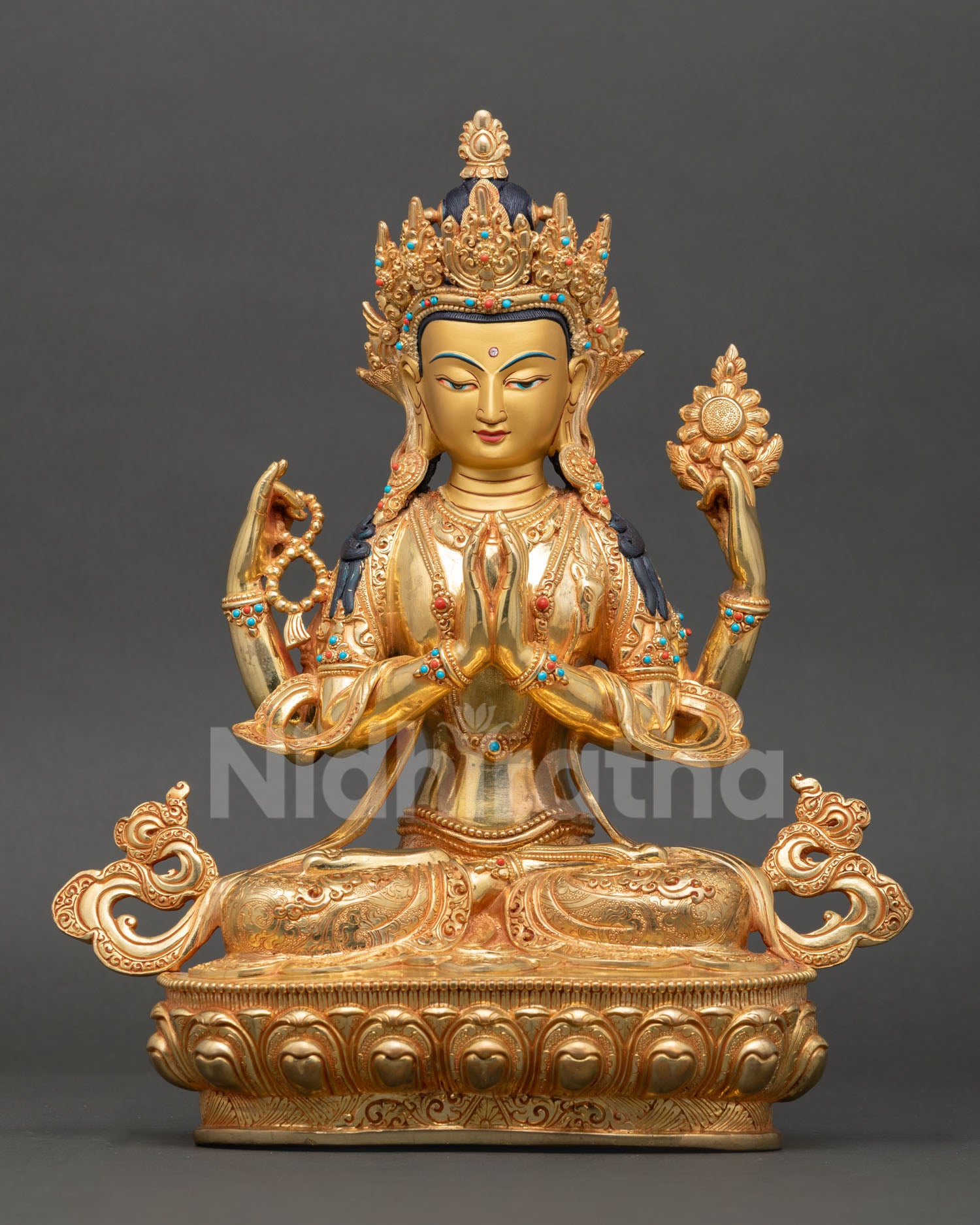 Four-armed Chenrezig Statue | Buddhist Meditation Sculpture