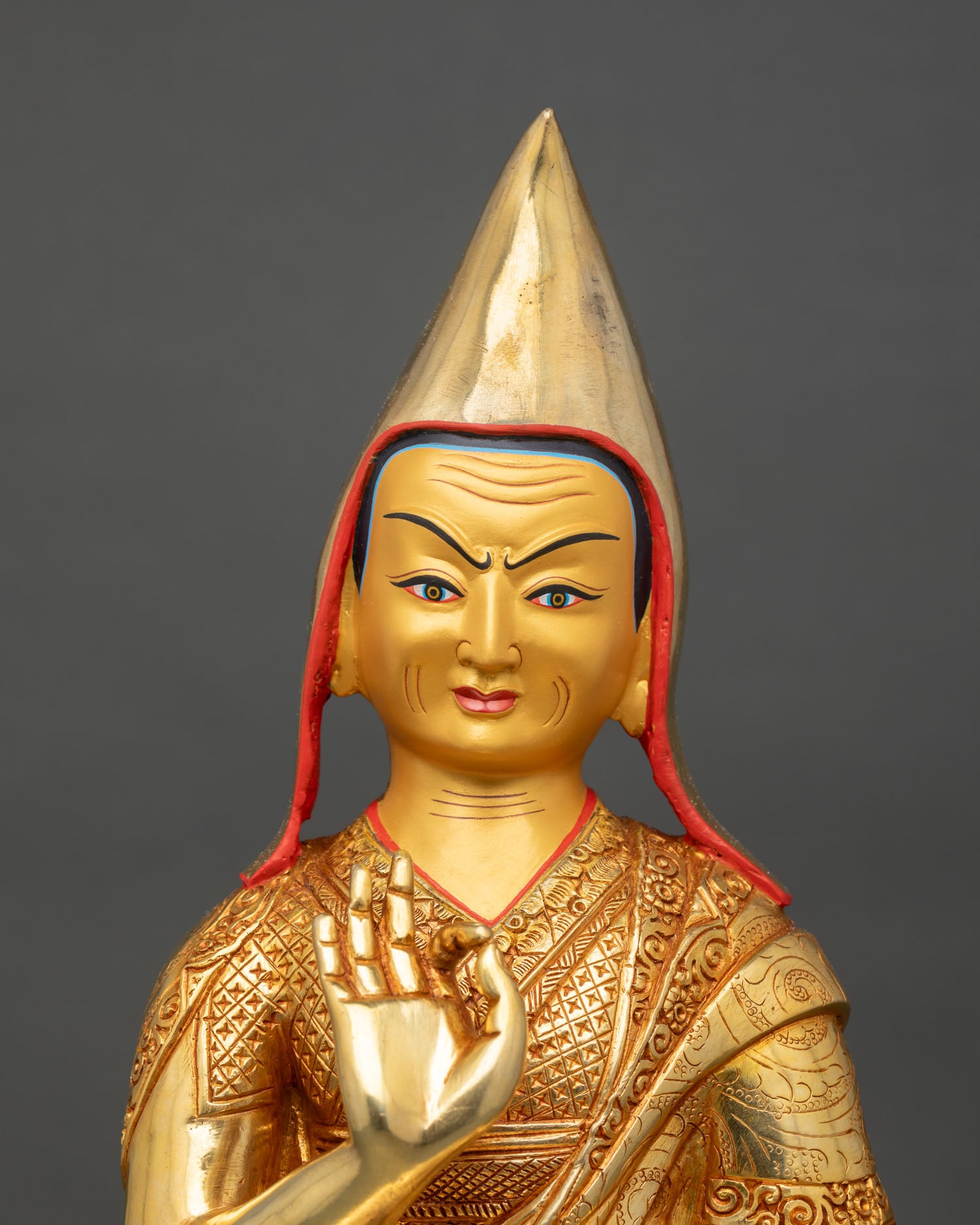 Je Tsongkhapa with Two Disciples Sculpture | Handmade in Nepal