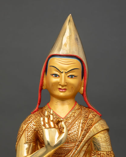 Je Tsongkhapa with Two Disciples Sculpture | Handmade in Nepal