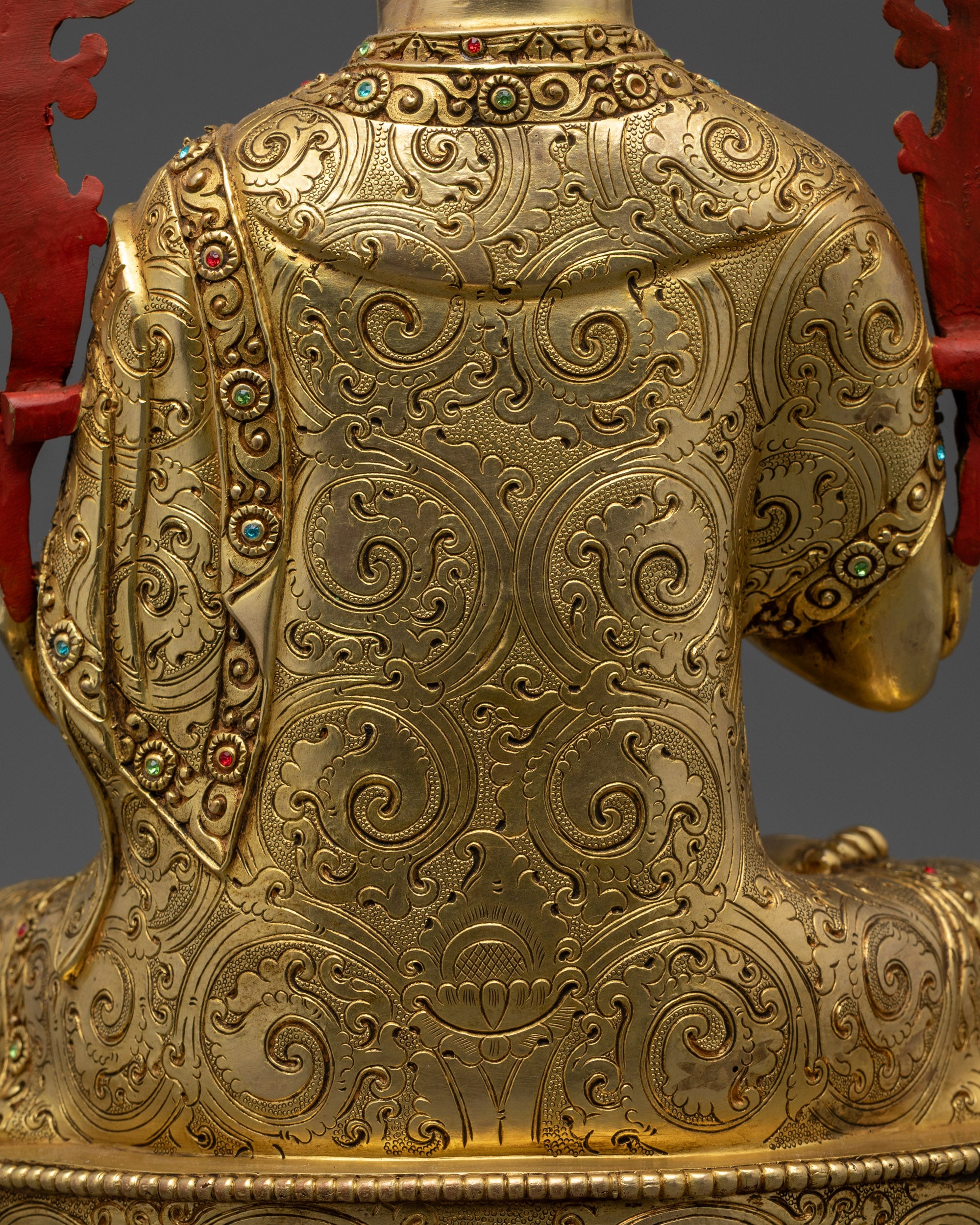 Lama Je Tsongkhapa Set Statue | 24K Gold-Gilded Gelug Master Trio