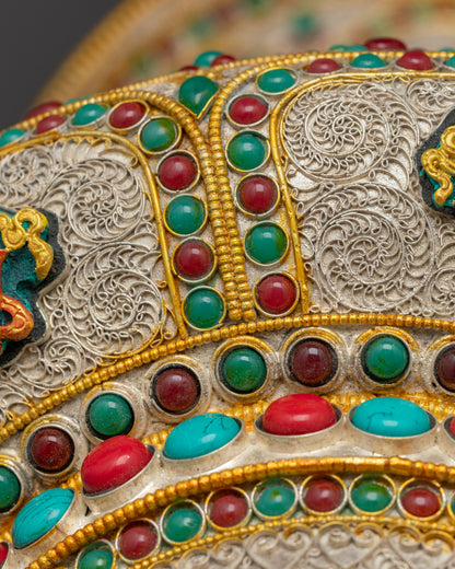 Silver & Gold-Plated Himalayan Vase | Spiritual Offering Art Nepal