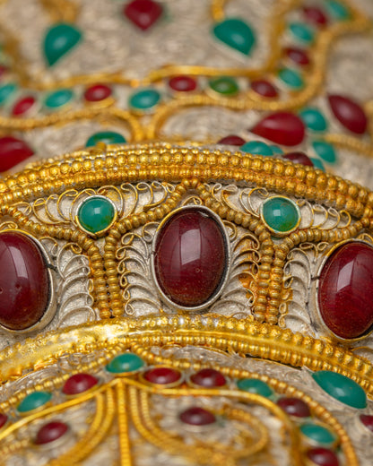 Silver & Gold-Plated Himalayan Vase | Spiritual Offering Art Nepal