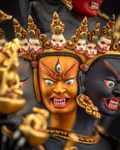 Tantric Hevajra Yab Yum Statue | Sixteen-Armed Vajrayana Yidam