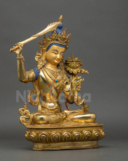 Handcrafted Manjushri Statue | Buddhist Symbol of Supreme Wisdom