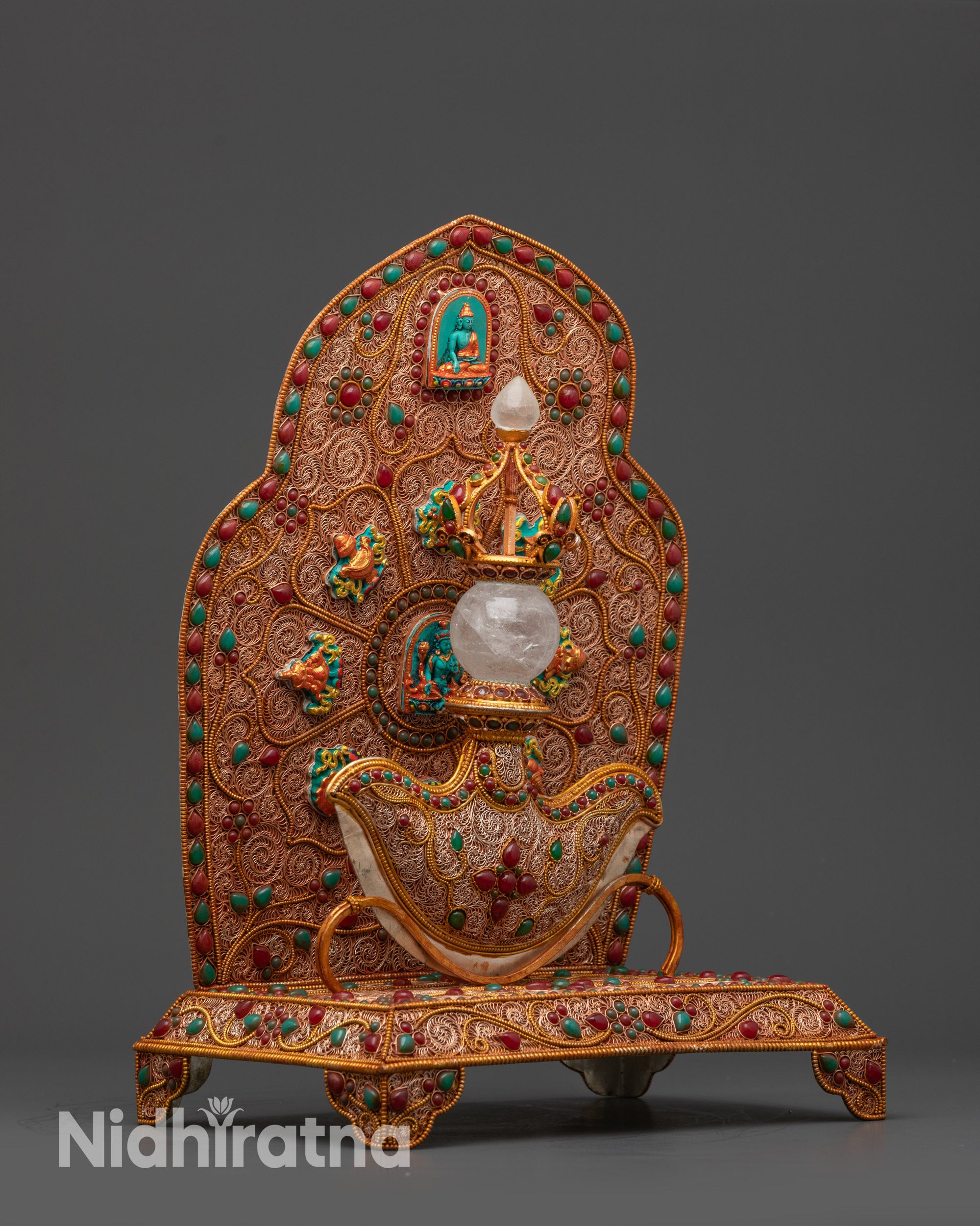 13" Hand-Carved Kartika Ritual Dagger with Throne | Ceremonial Tool