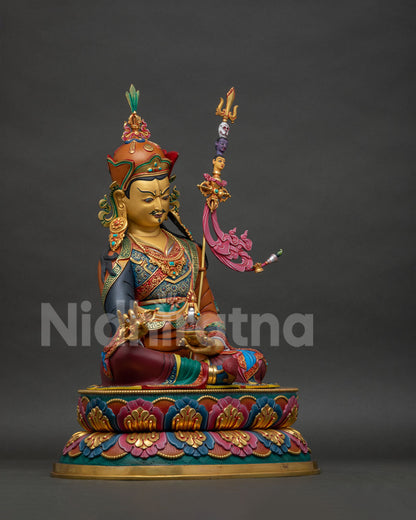 Guru Rinpoche Statue (50cm) | Hand-Painted Buddhist Copper Sculpture