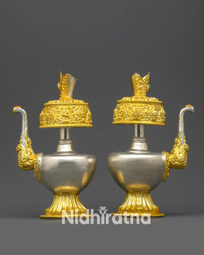 Tibetan Bhumba Set | Handcrafted Buddhist Water Offering Vessels
