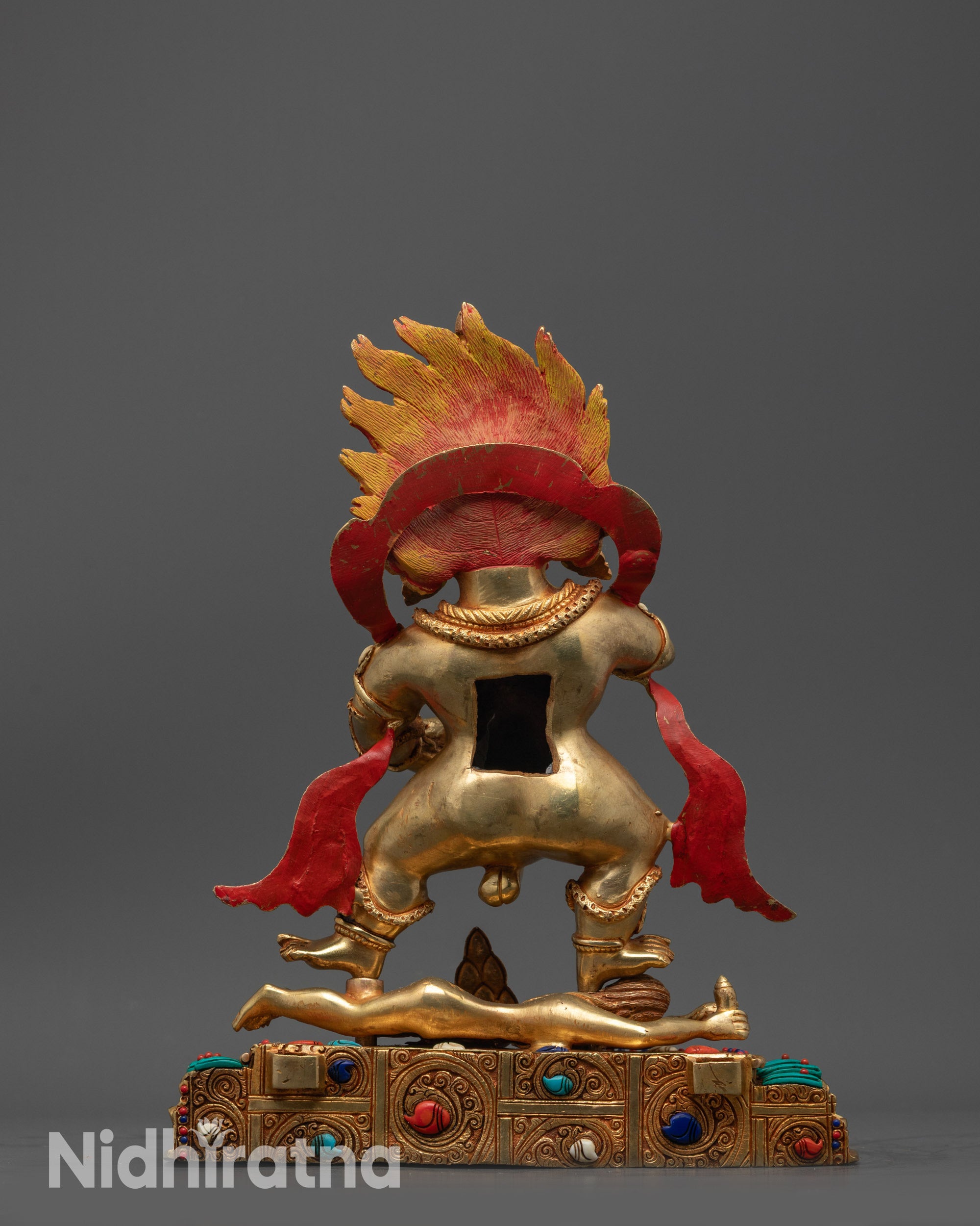 Black Dzambhala Statue | 24K Gold-Fire Gilded Sculpture for Wealth