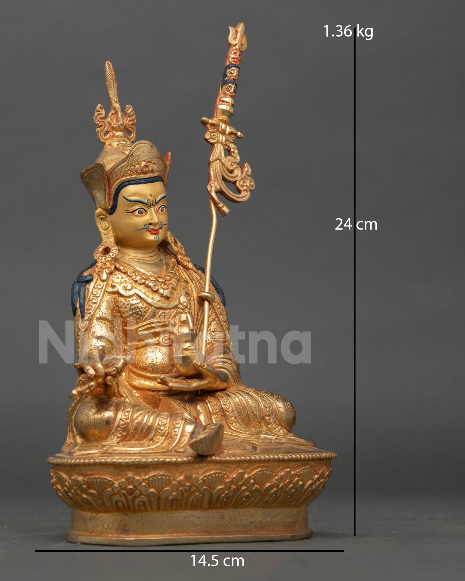 Guru Rinpoche Copper Statue | Tibetan Spiritual Artwork