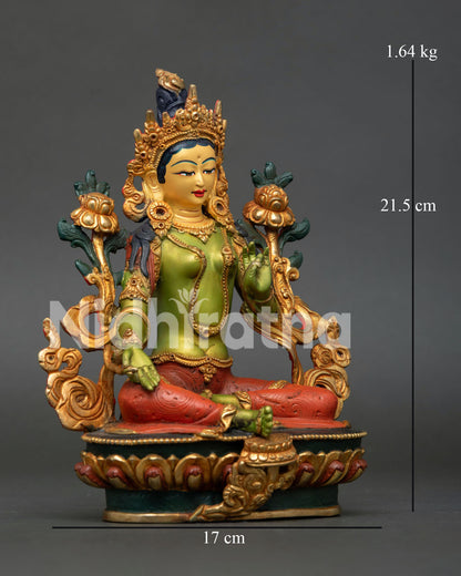 Green Tara Goddess Sculpture | Authentic Nepalese Artwork