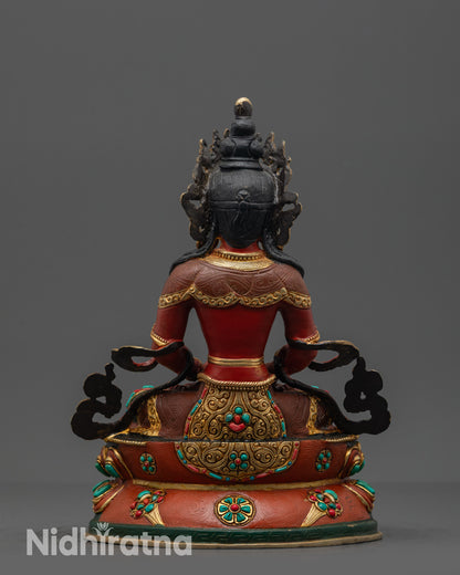 Handcrafted Amitayus Sculpture | Tibetan Buddhist Longevity Deity