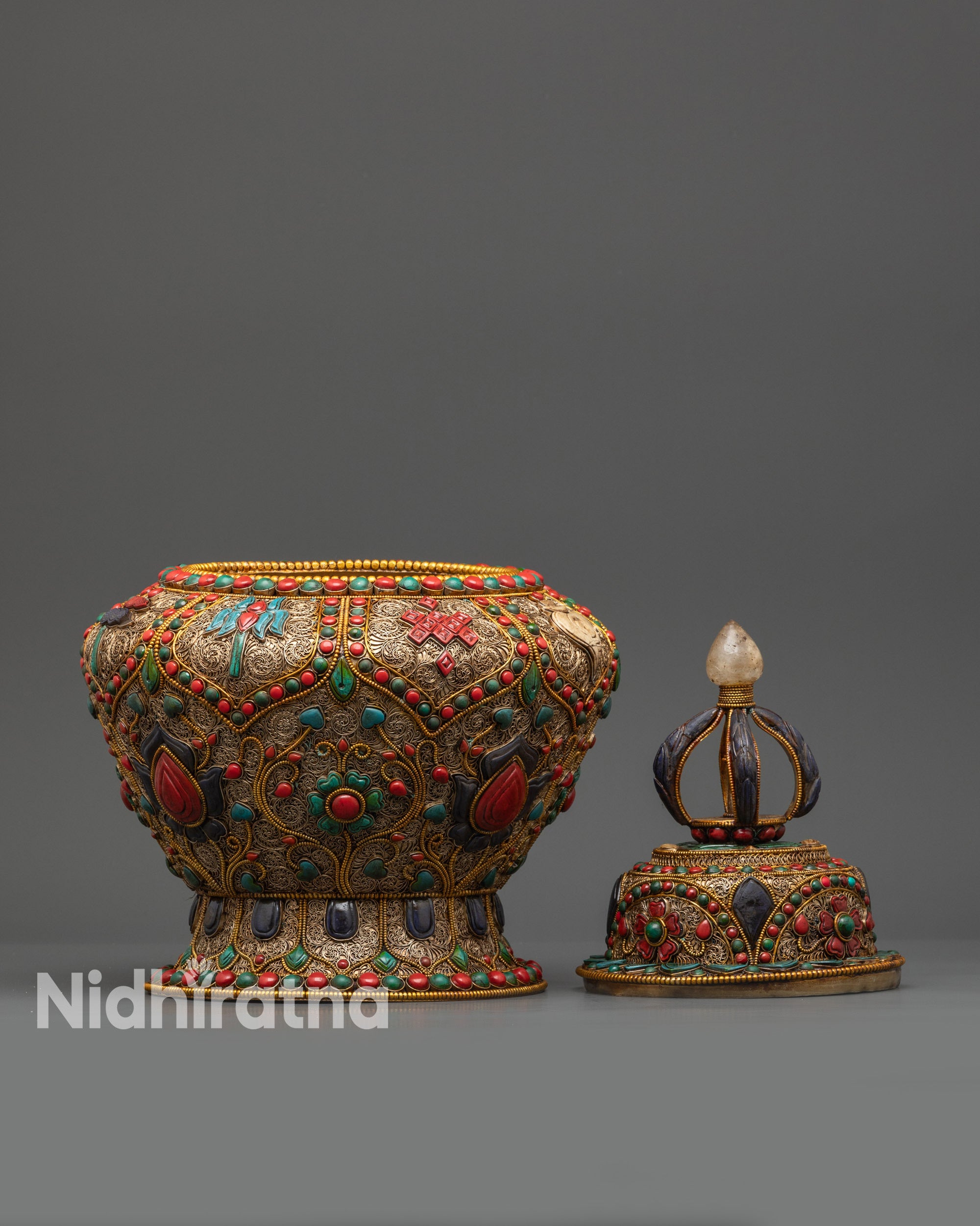 Tibetan Auspicious Rice Pot | Traditional Offering Pot for Spiritual Use