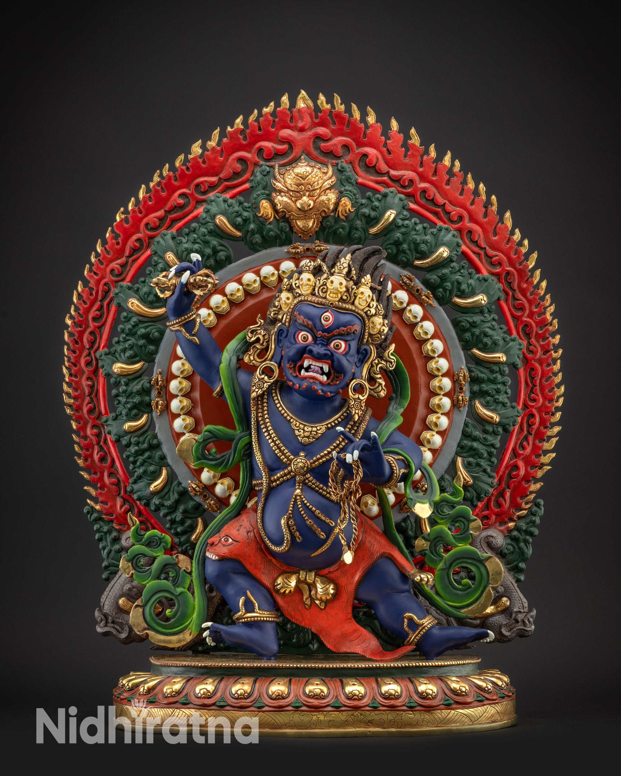 Vibrant Masterpiece Vajrapani Statue | Rare Thunderbolt Bearer Sculpture