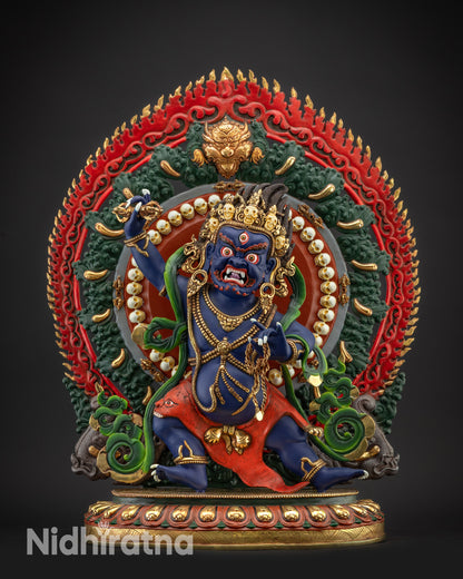 Vibrant Masterpiece Vajrapani Statue | Rare Thunderbolt Bearer Sculpture