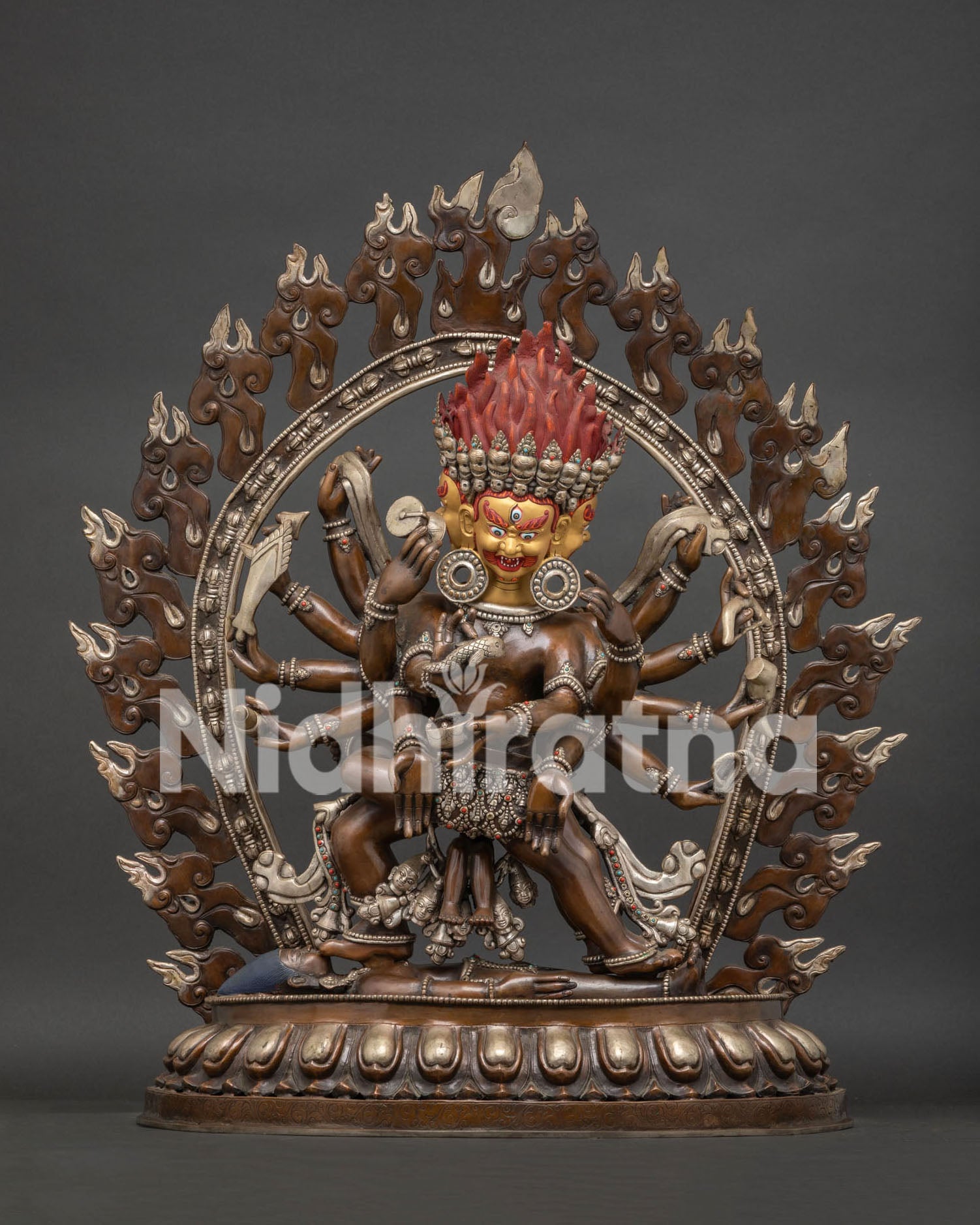 14-armed Mahakala Yab-Yum Statue | Tantric Manifestation of Mahakala
