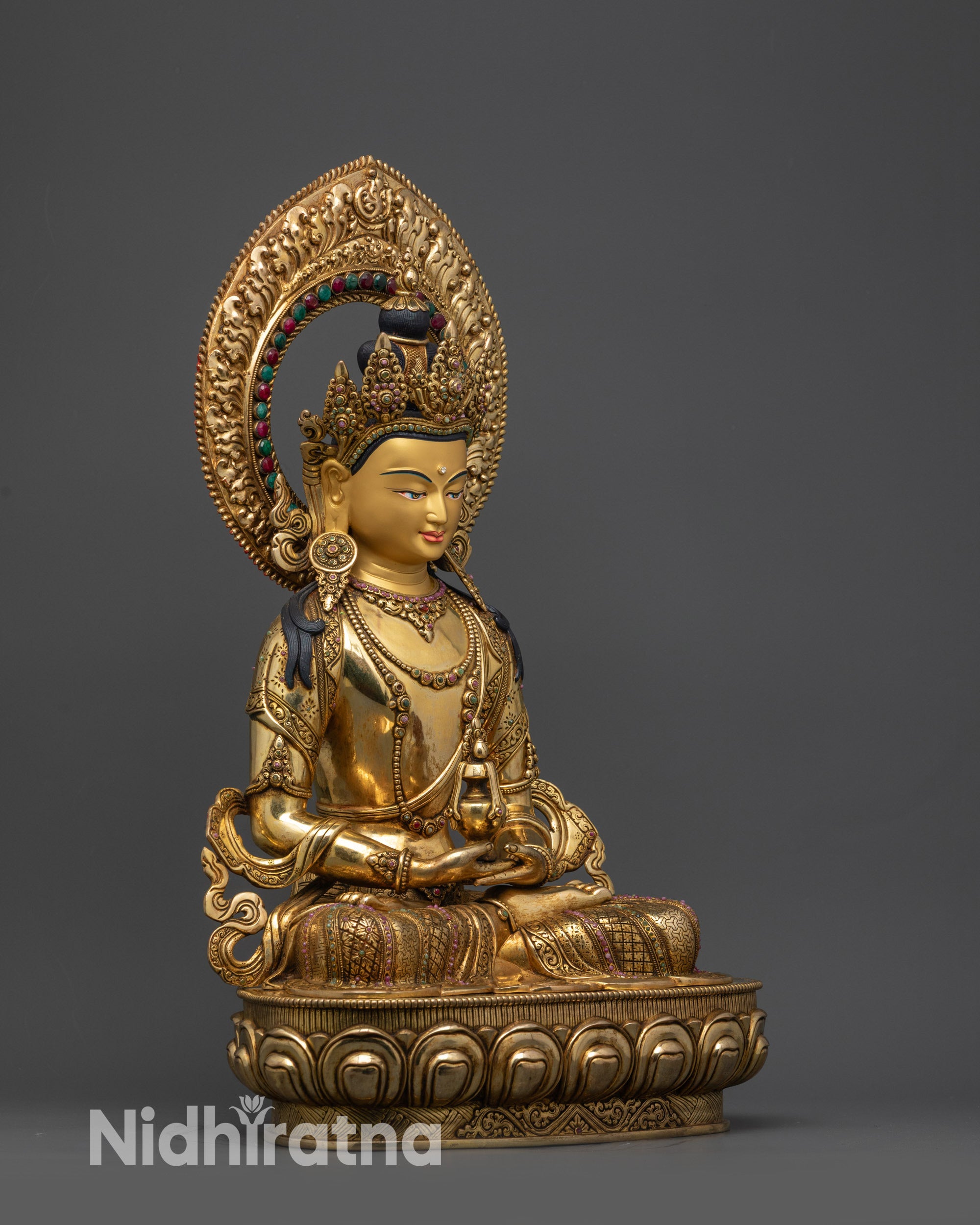 19" Premium Amitayus Statue | Handcrafted Buddha of Longevity Sculpture
