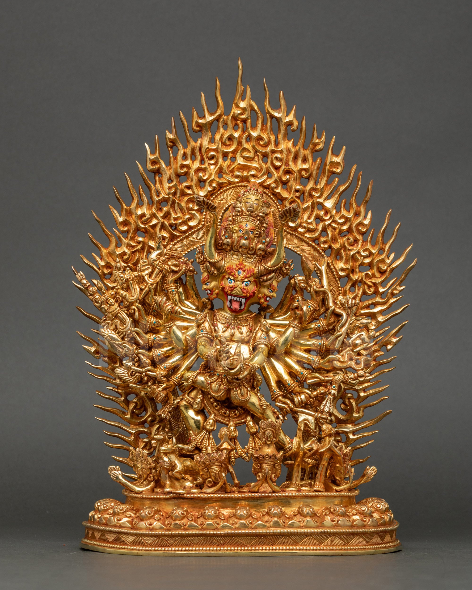 Handcrafted Yamantaka with Consort Statue | Buddhist Tantra Art