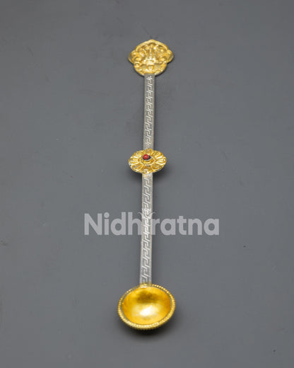 Authentic Tibetan Spoon | Gold & Silver-Plated Altar Offering Tool