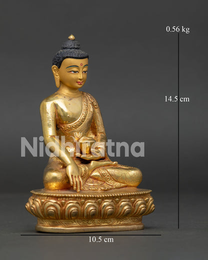 Shakyamuni Buddha Statue | Handmade Copper Tibetan Sculpture with Gold Details