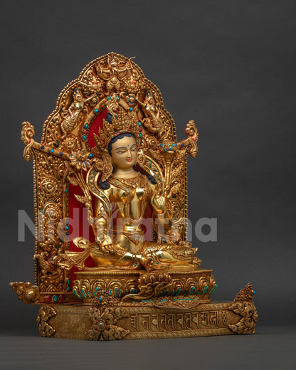 Enthroned Green Tara Statue | Mother of Liberation & Compassion