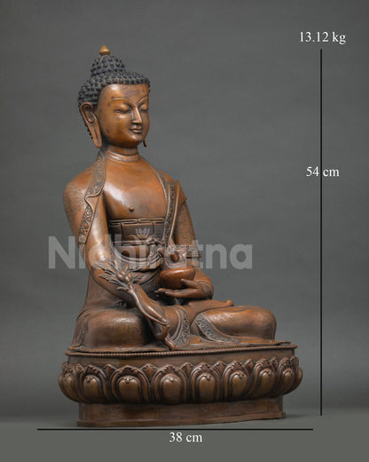 21 Inch Oxidized Copper Medicine Buddha Statue from Nepal